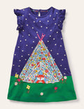 Jerseykleid mit Aufklappmotiv-Segelblau, Zelt