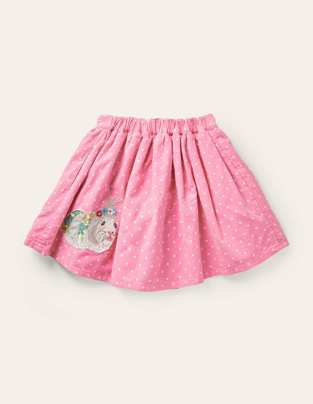Jupe en velours côtelé à appliqué-Cochons d'Inde rose formica - Image 2