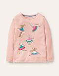 T-Shirt mit lustigen Fakten-Provence-Altrosa, Ballerinas