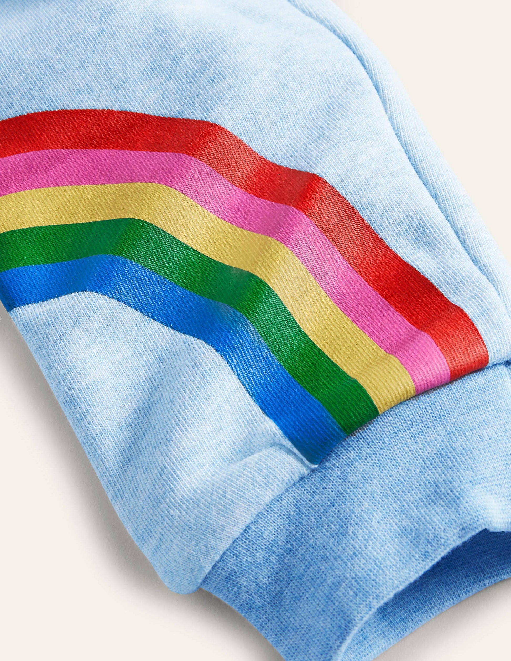 Gemütliche Jogginghose mit Applikation-Hellblau Meliert, Regenbogen-3