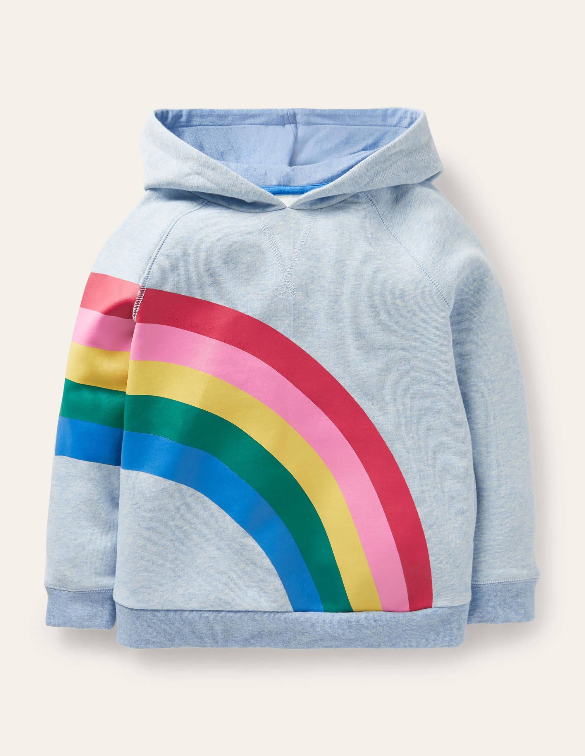 Sweat à capuche à appliqué-Arc-en-ciel chiné bleu clair - Image 1