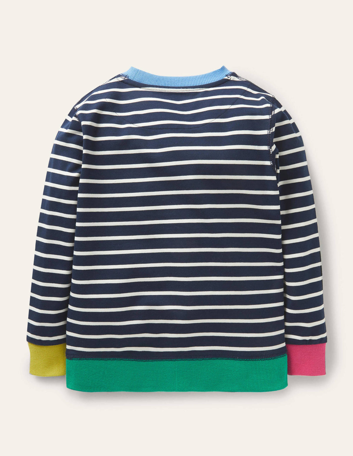 Gestreiftes Sweatshirt mit Abzeichen-Segelblau/Naturweiß - Image 2