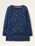 Printed Sweatshirt Tunic-College Navy Foil Spot