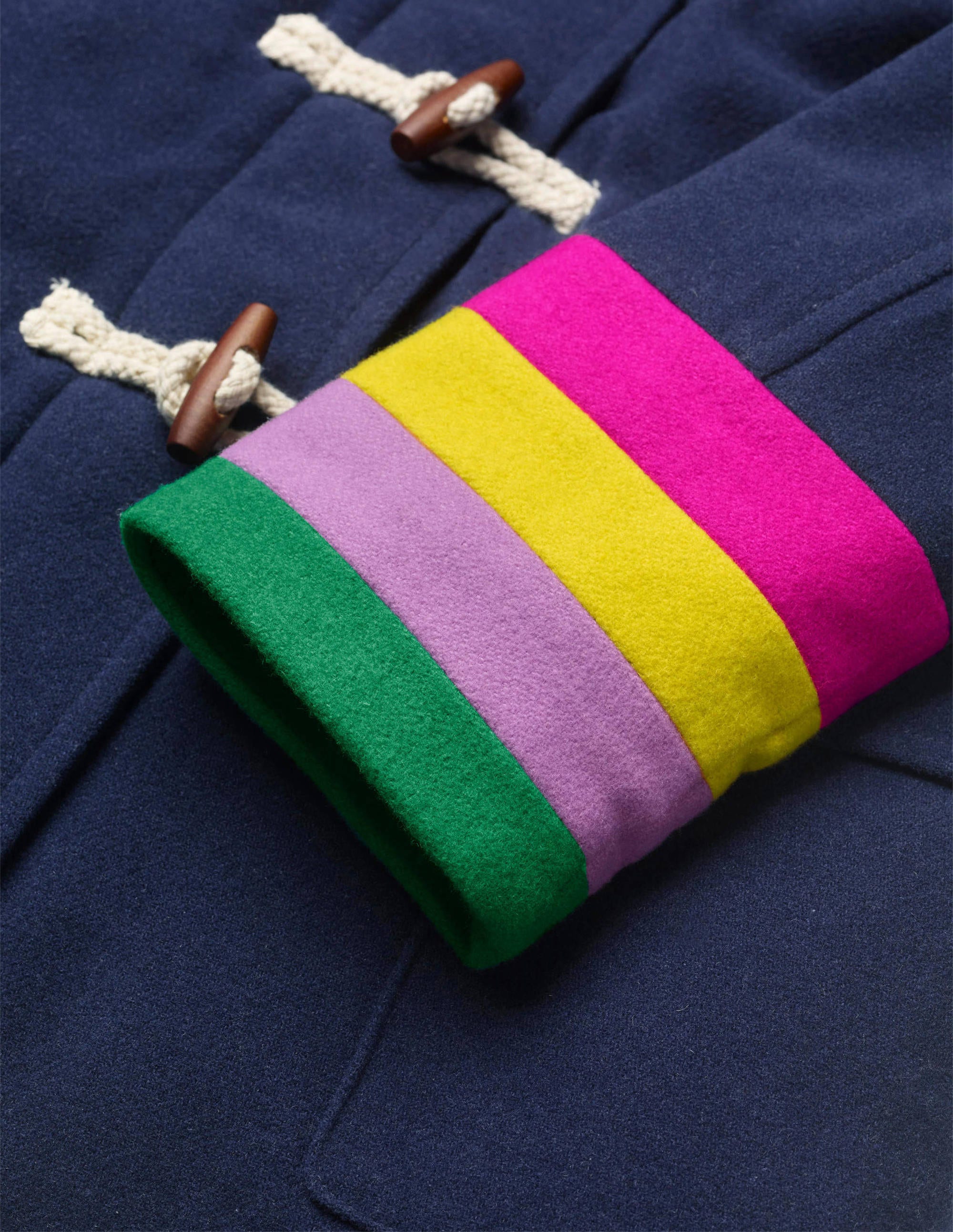 Dufflecoat aus Wolle mit Regenbogenbündchen-Schuluniform-Navy - Image 2