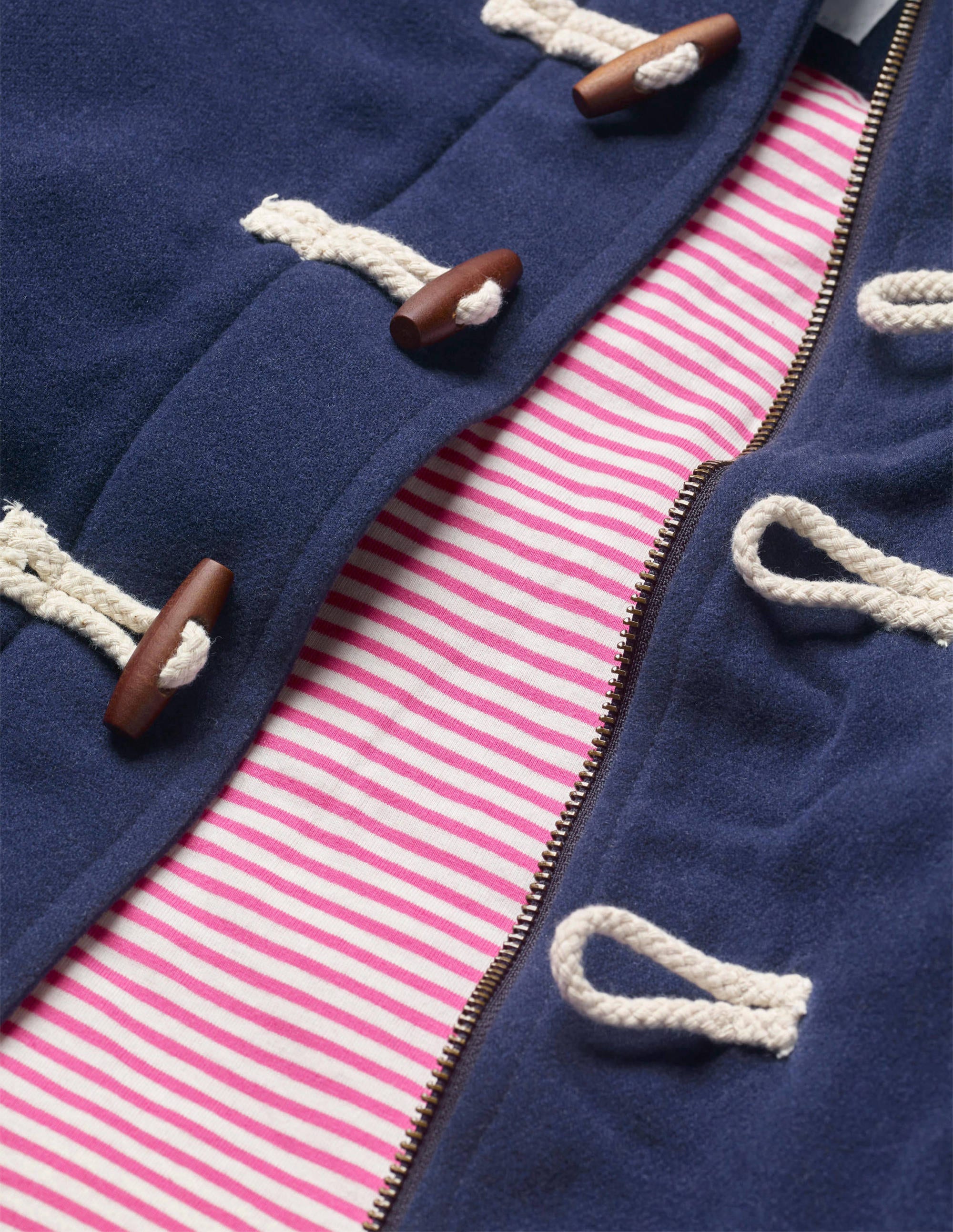 Dufflecoat aus Wolle mit Regenbogenbündchen-Schuluniform-Navy - Image 3