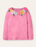 Flatter-T-Shirt-Hellrosa, Blumen