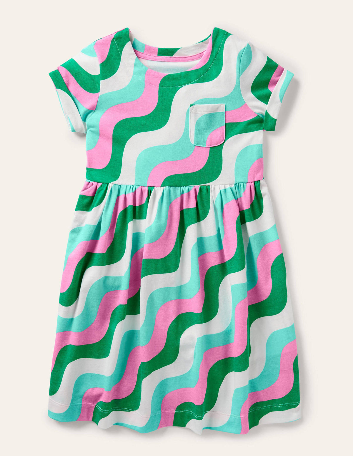 Robe fun en jersey-Vague vert printemps-1