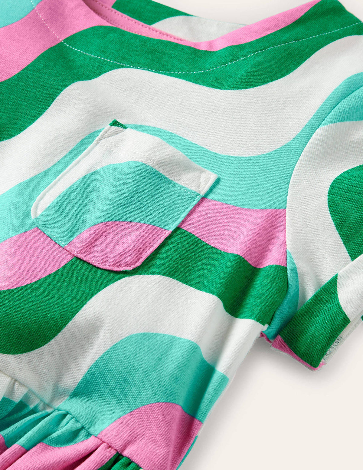 Robe fun en jersey-Vague vert printemps-3
