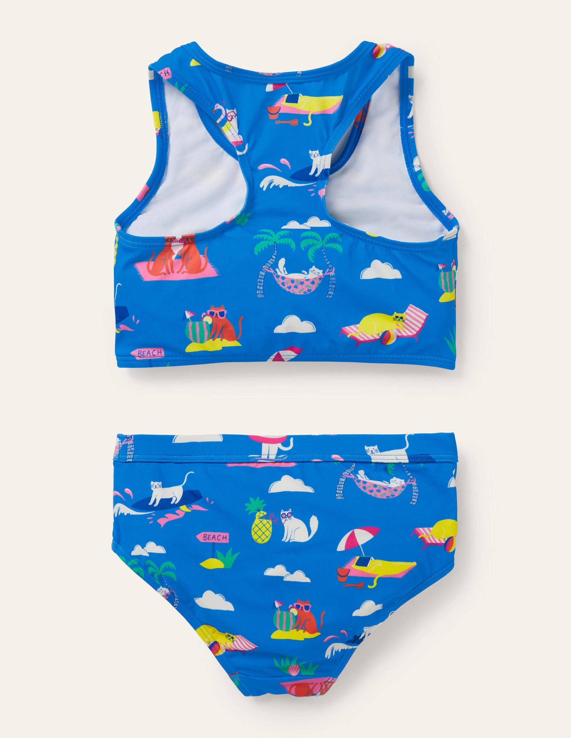 Bikini-Set mit Racerback-Marokkoblau, Katzen im Sommerurlaub-2