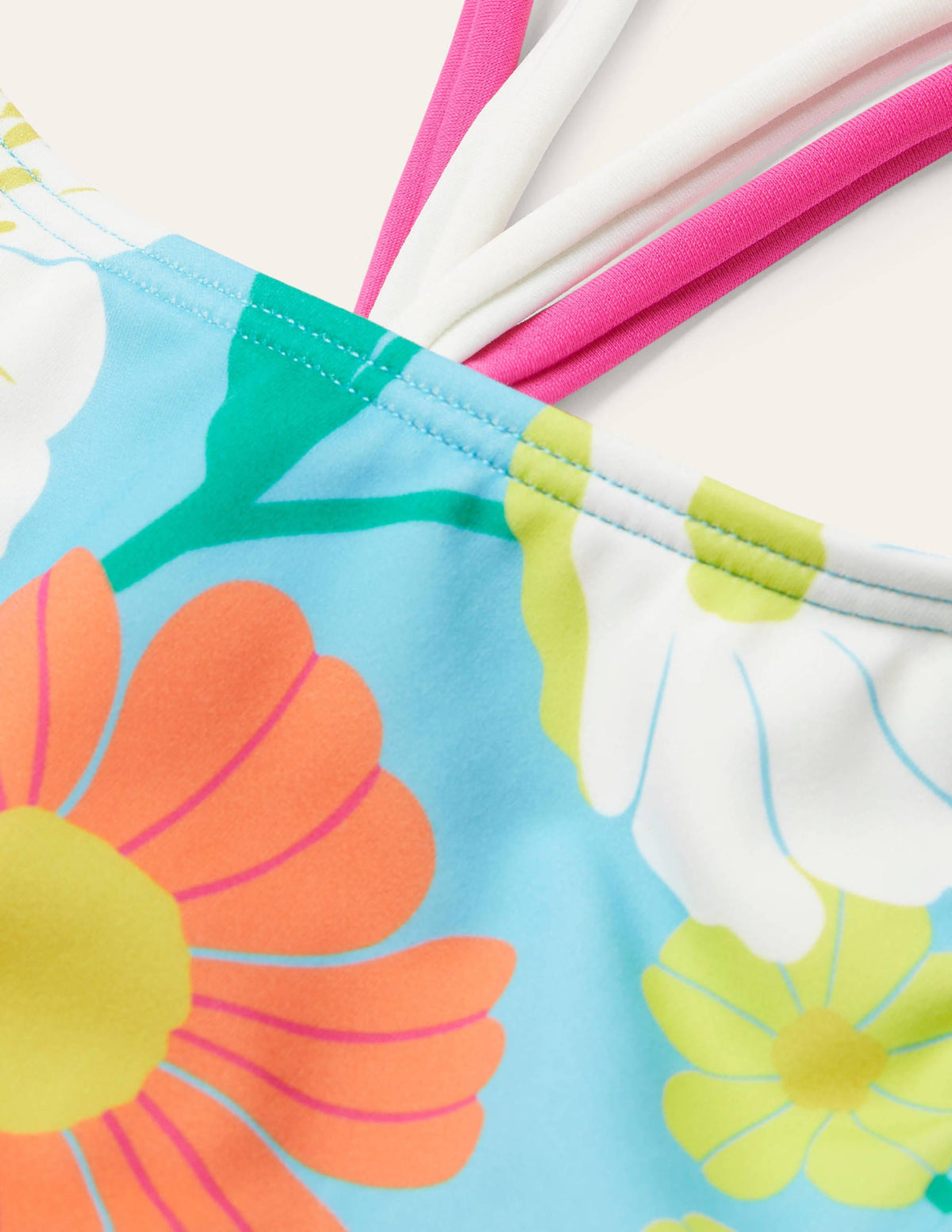 Gemustertes Tankini-Oberteil-Meerblau, Märchenhaftes Blumenmuster - Image 3
