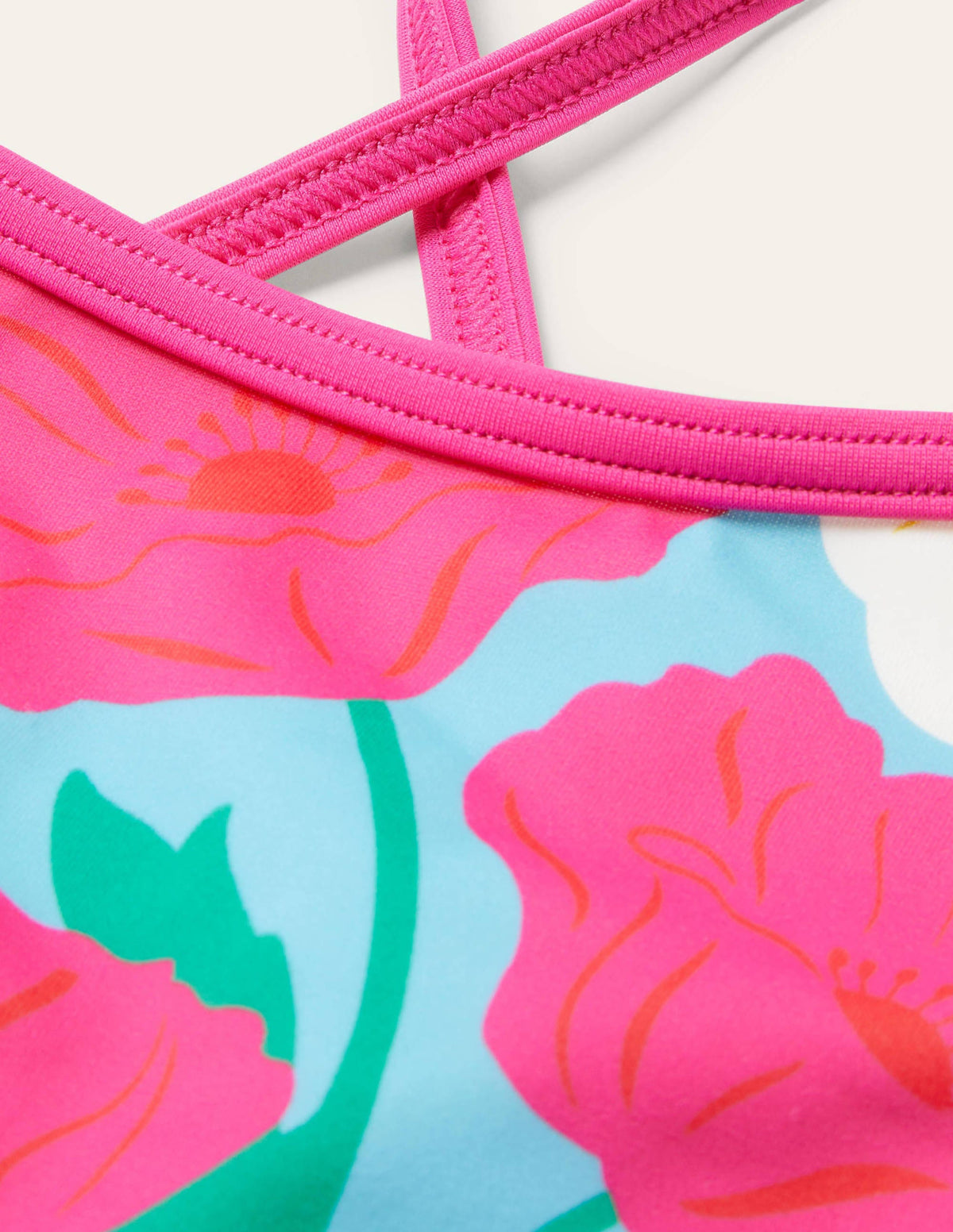 Gemustertes Bikini-Oberteil-Meerblau, Märchenhaftes Blumenmuster - Image 3