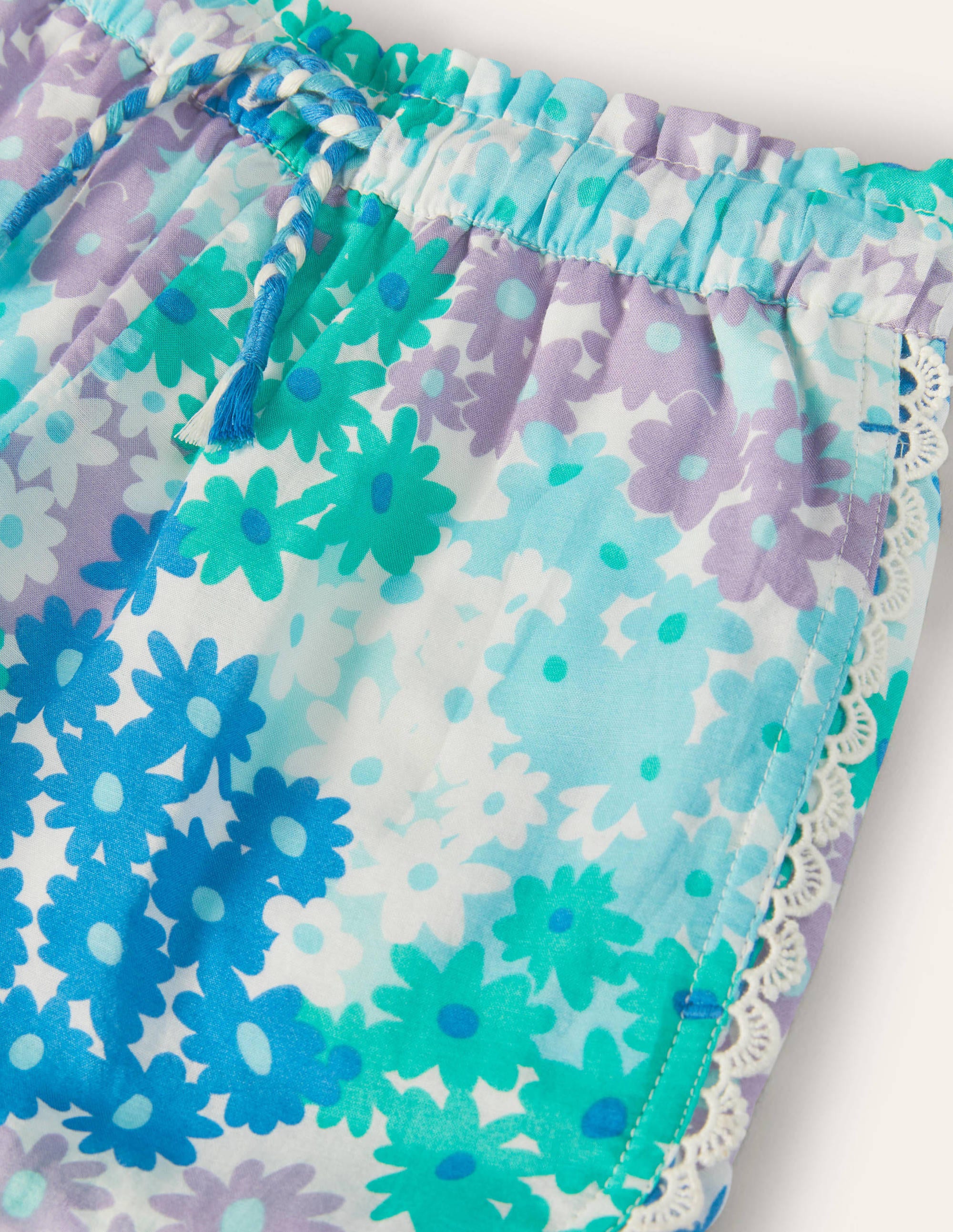 Shorts mit Spitzenborte-Marokkoblau, Sommerliche Gänseblümchen - Image 3