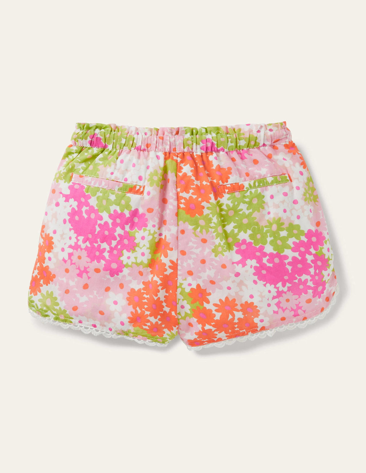 Shorts mit Spitzenborte-Zartes Korallenrosa, Sommerliche Gänseblümchen-2