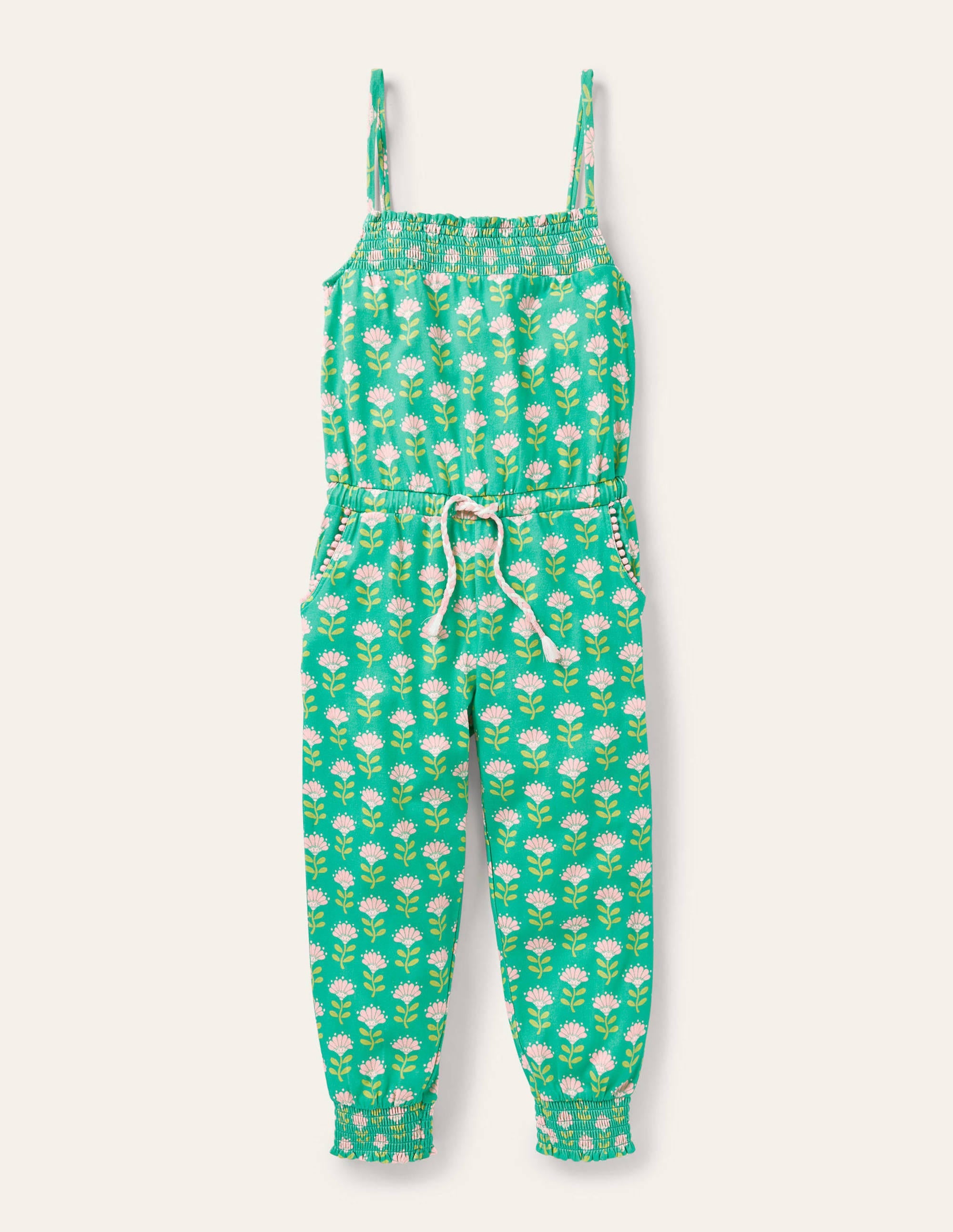 Jersey-Jumpsuit mit Quastenband-Tropisches Grün - Image 1