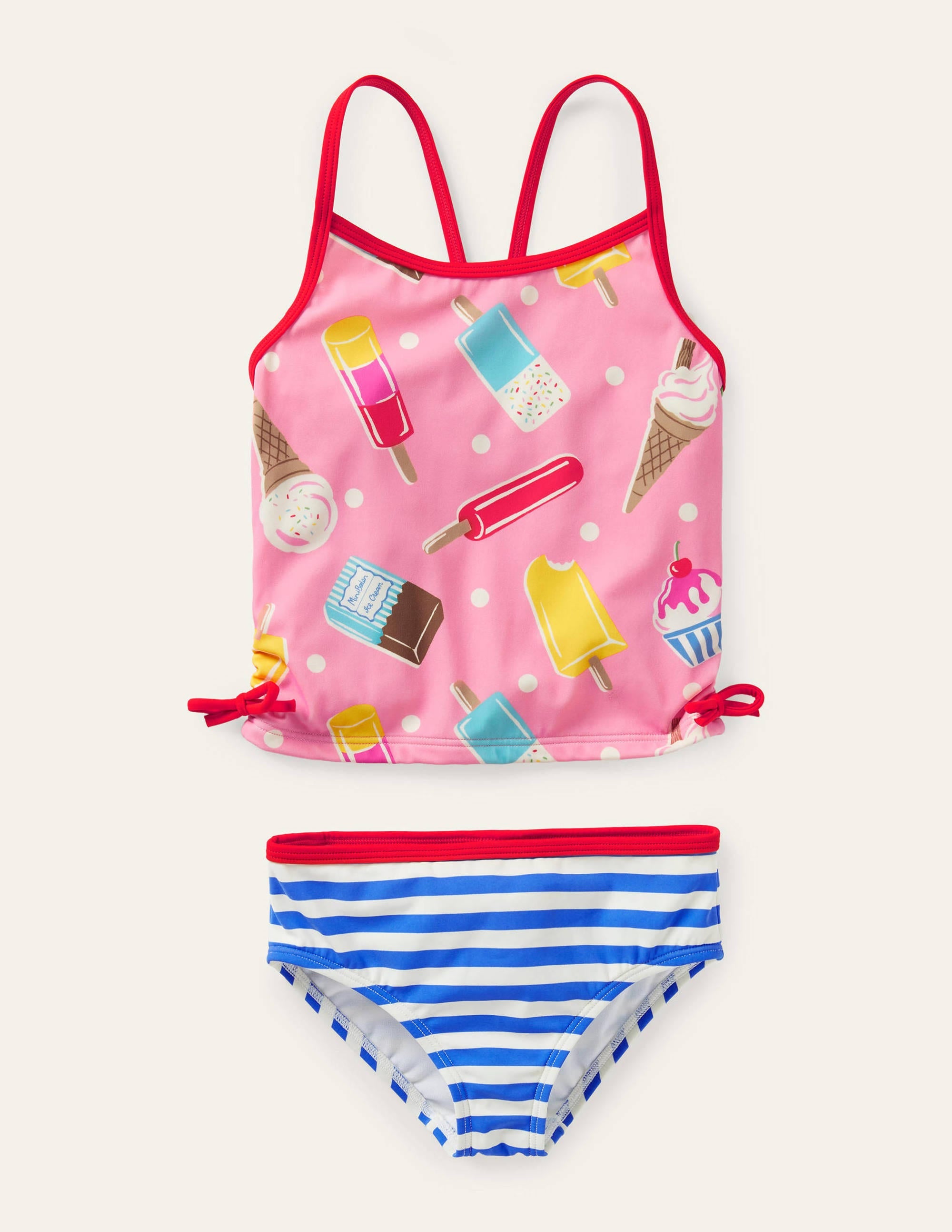 Tankini à fronces-Pois et glace limonade rose - Image 1