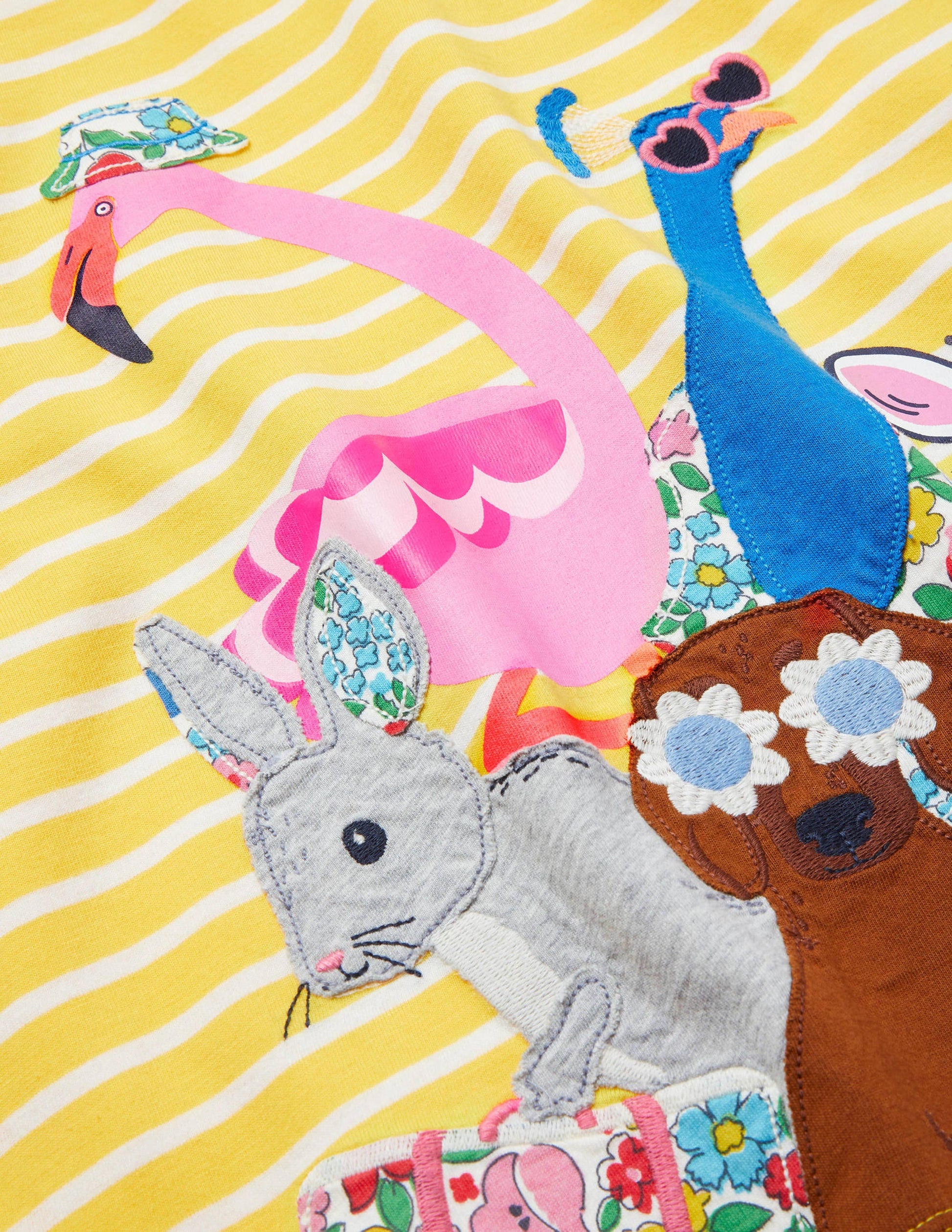 Robe en jersey à appliqué-Animaux jonquille/ivoire-3