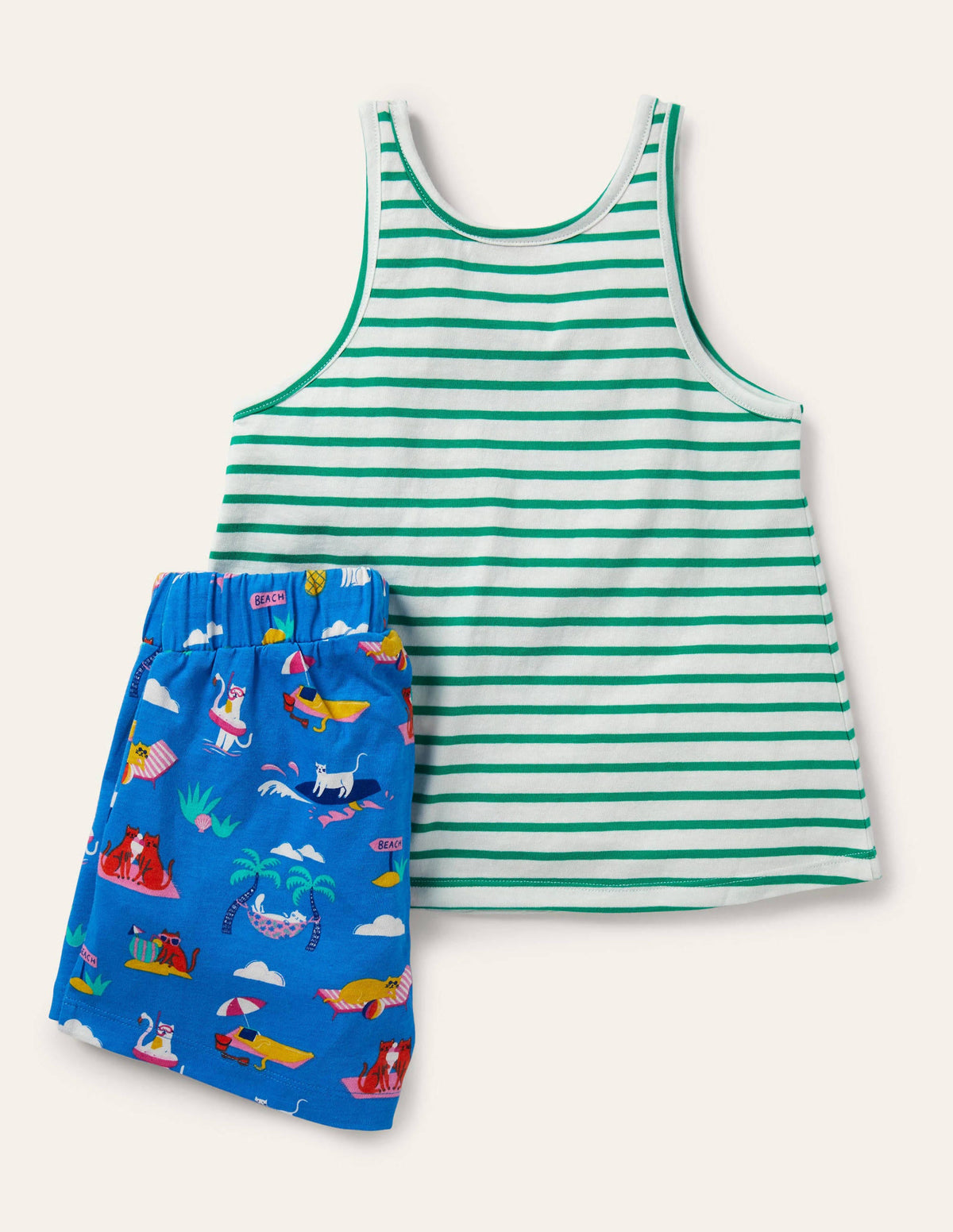 Pyjamaset mit lustiger Tasche-Marokkoblau, Katzen im Urlaub - Image 2