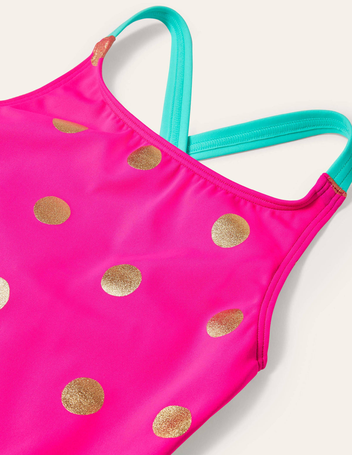 Maillot de bain imprimé croisé dans le dos-Pois métallisés rose fuchsia - Image 3