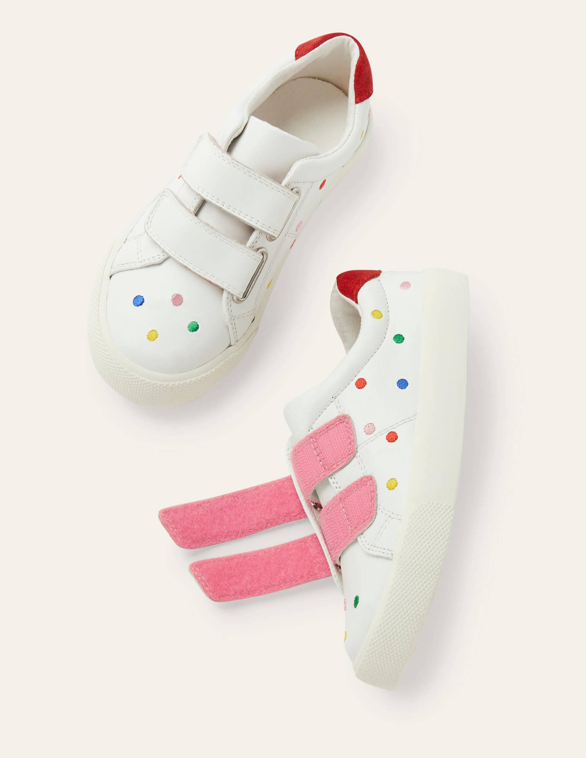 Fun Low Tops-White Leather Rainbow Spots - Image 1