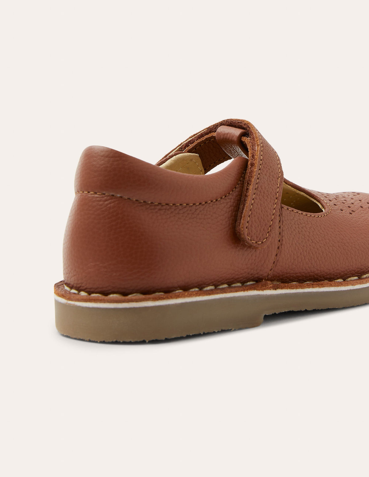 Leather T-bar Flats-Tan-2
