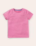 Flammgarn-T-Shirt mit Sterntasche-Pflaumenblütenrosa