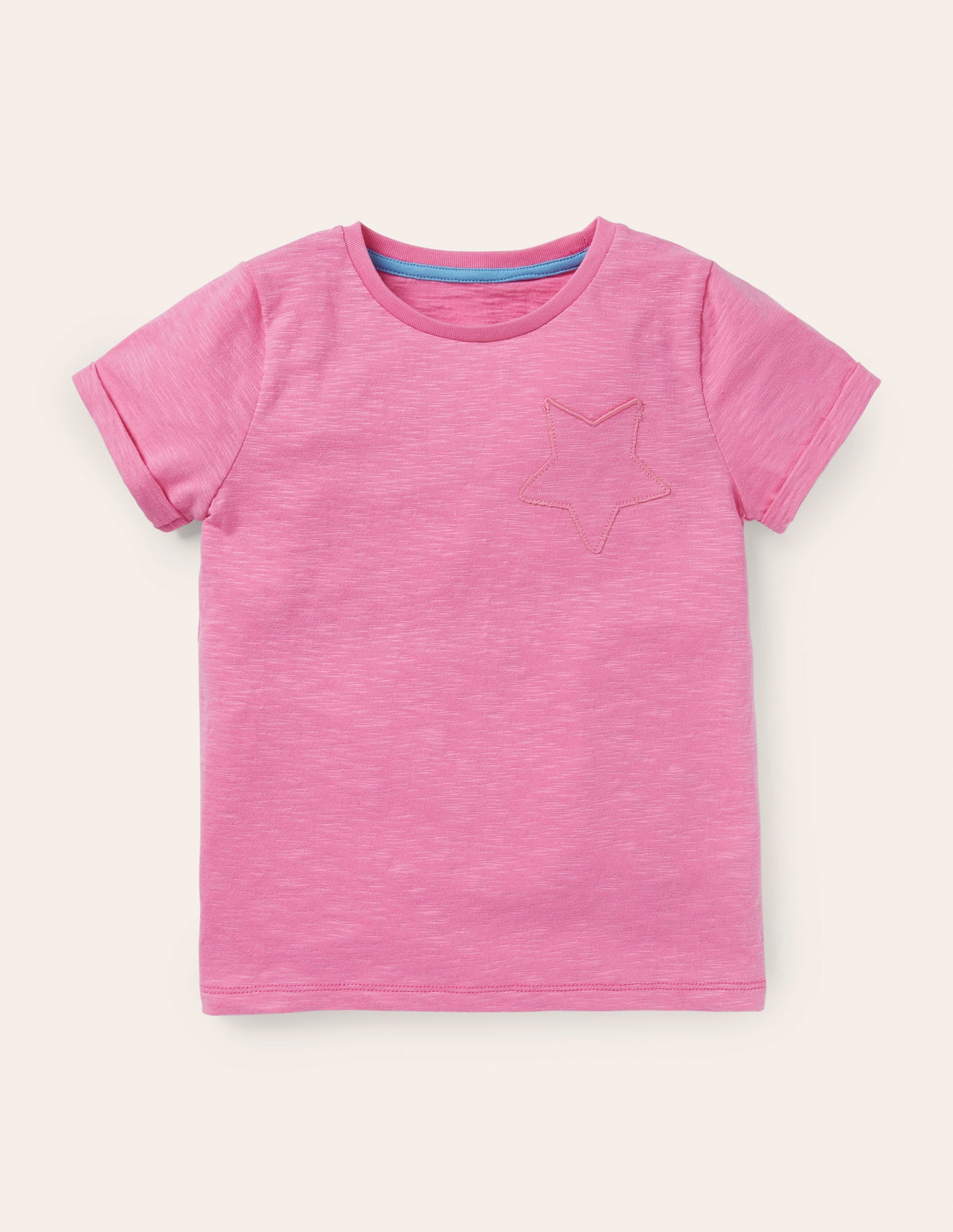 Flammgarn-T-Shirt mit Sterntasche-Pflaumenblütenrosa-1