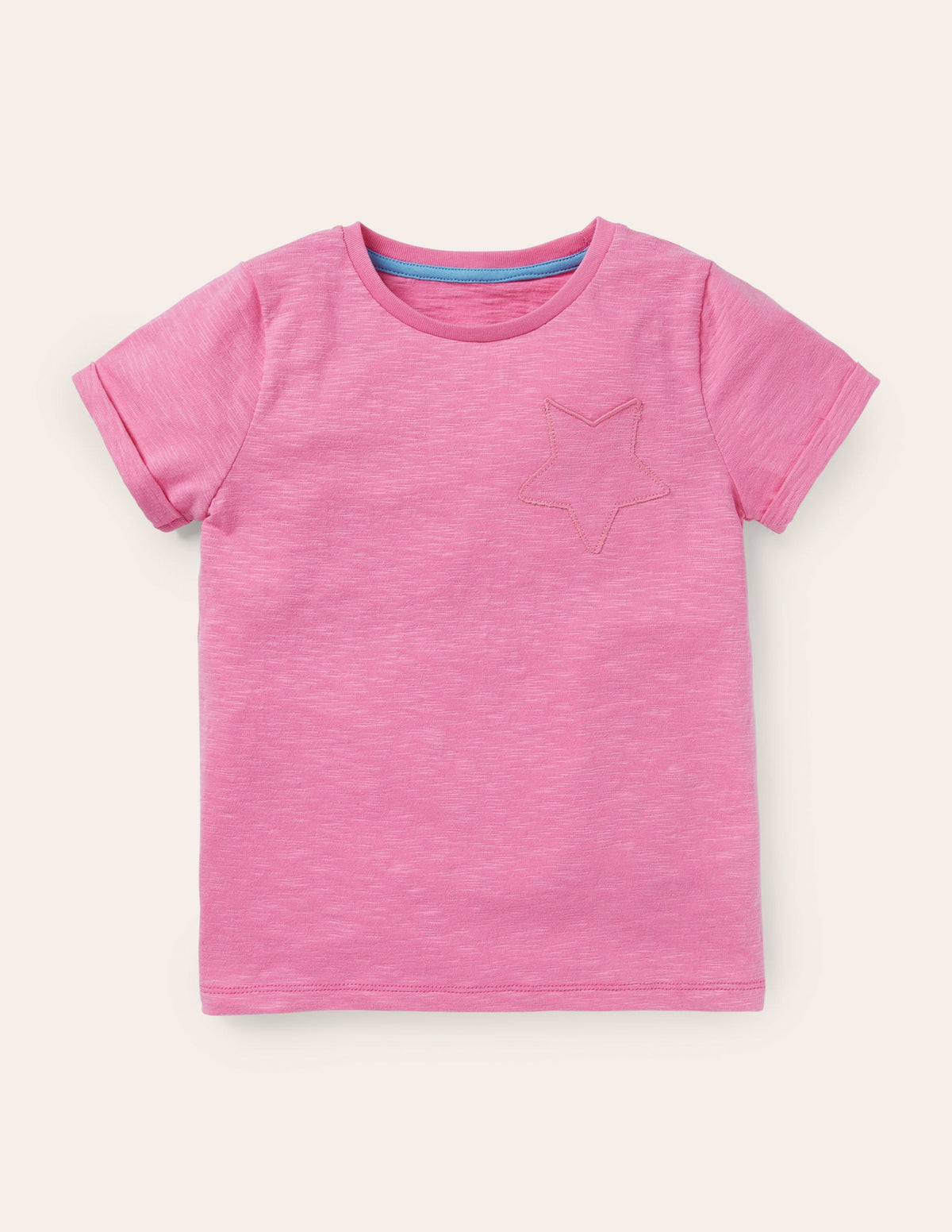 Flammgarn-T-Shirt mit Sterntasche-Pflaumenblütenrosa - Image 1