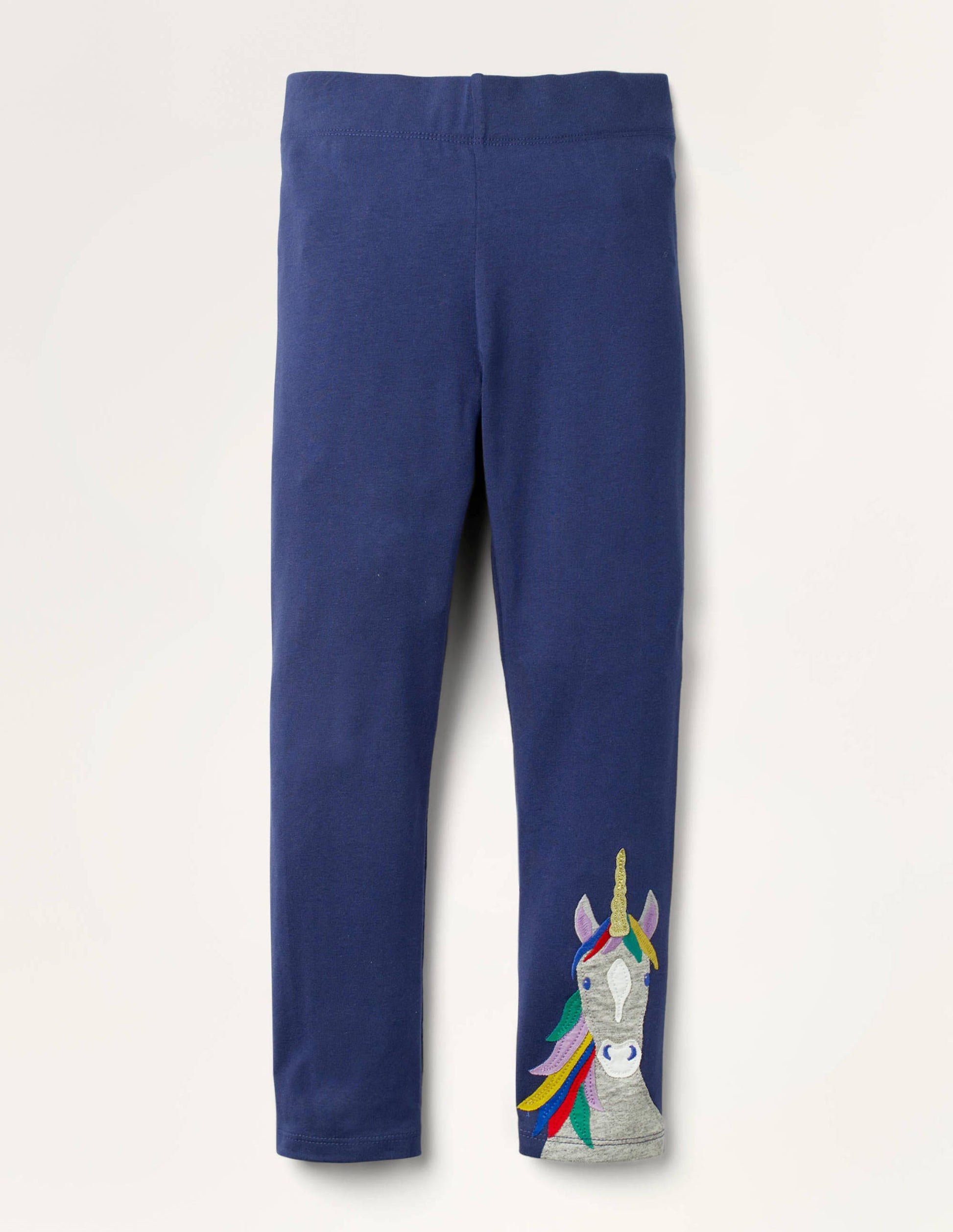 Fröhliche Leggings mit Applikation-Schuluniform-Navy, Einhorn-1