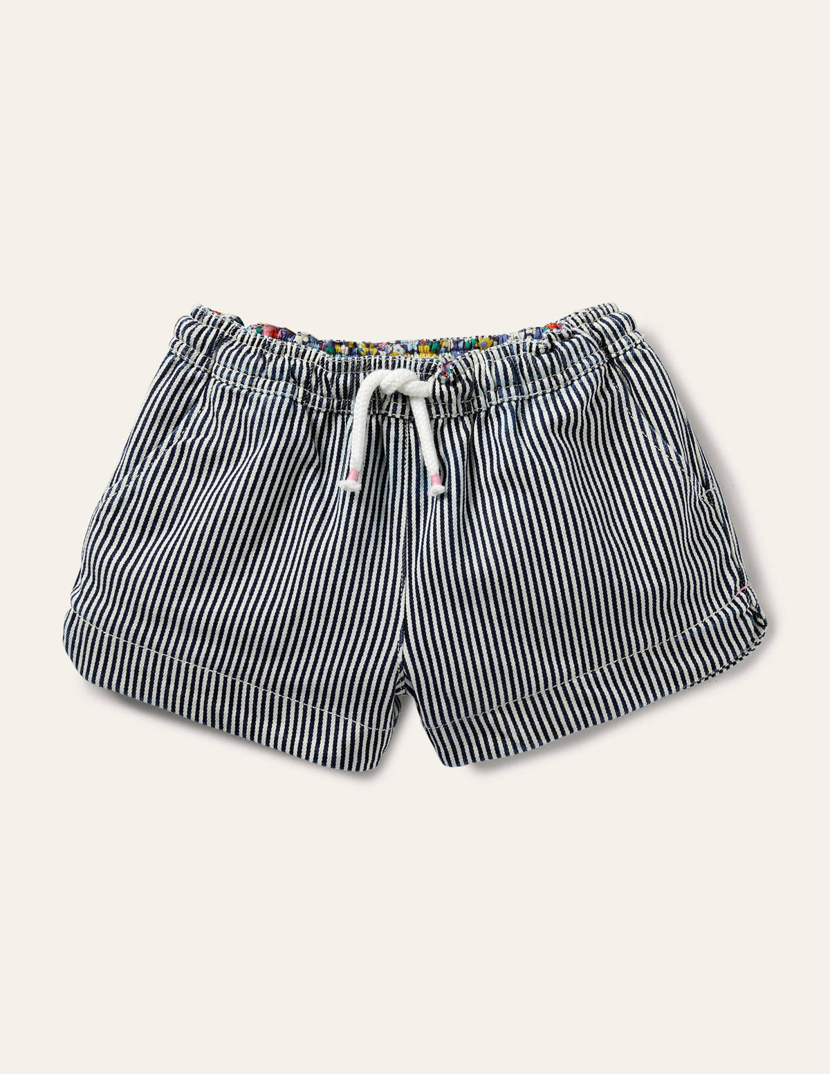 Short avec poche cœur-Coutil indigo/ivoire - Image 1