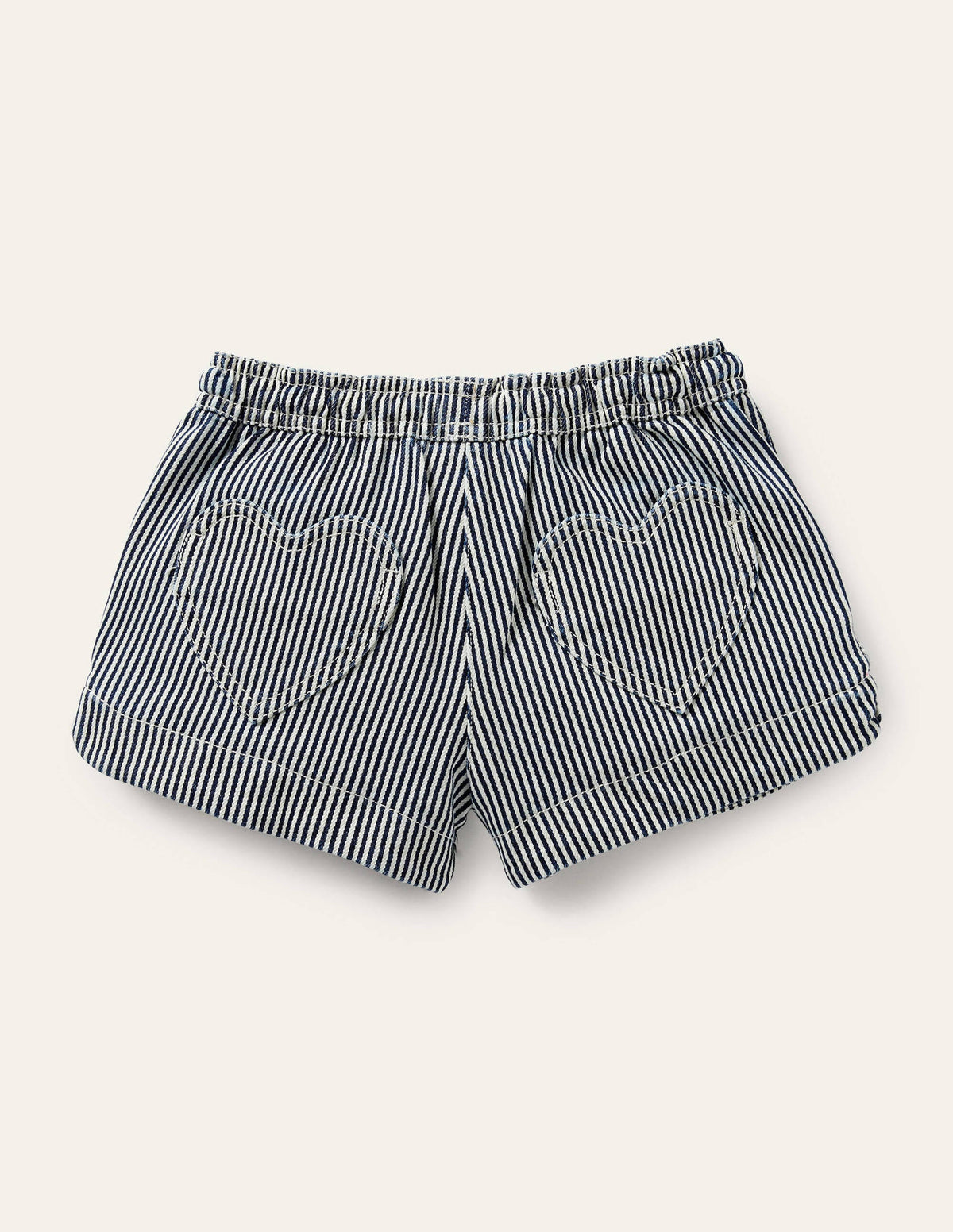Short avec poche cœur-Coutil indigo/ivoire - Image 2