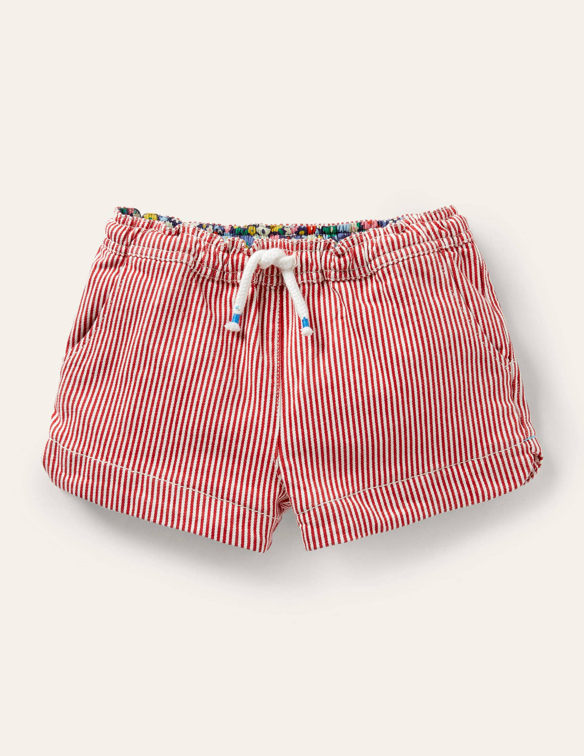 Shorts mit Herztaschen-Erdbeerkuchenrot, Feine Streifen-1