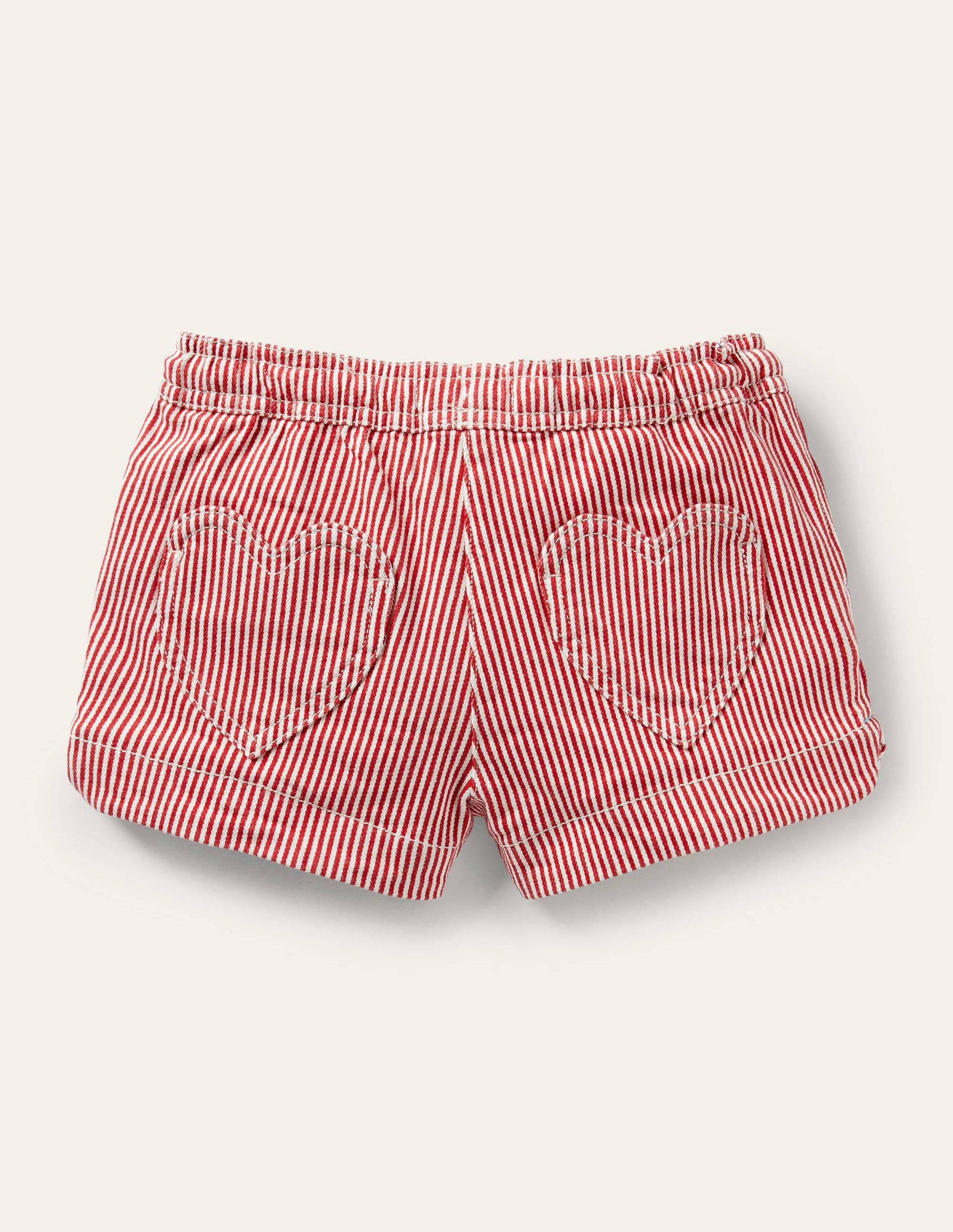 Shorts mit Herztaschen-Erdbeerkuchenrot, Feine Streifen-2