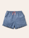 Shorts mit gerüschtem Saum-Faux-Uni
