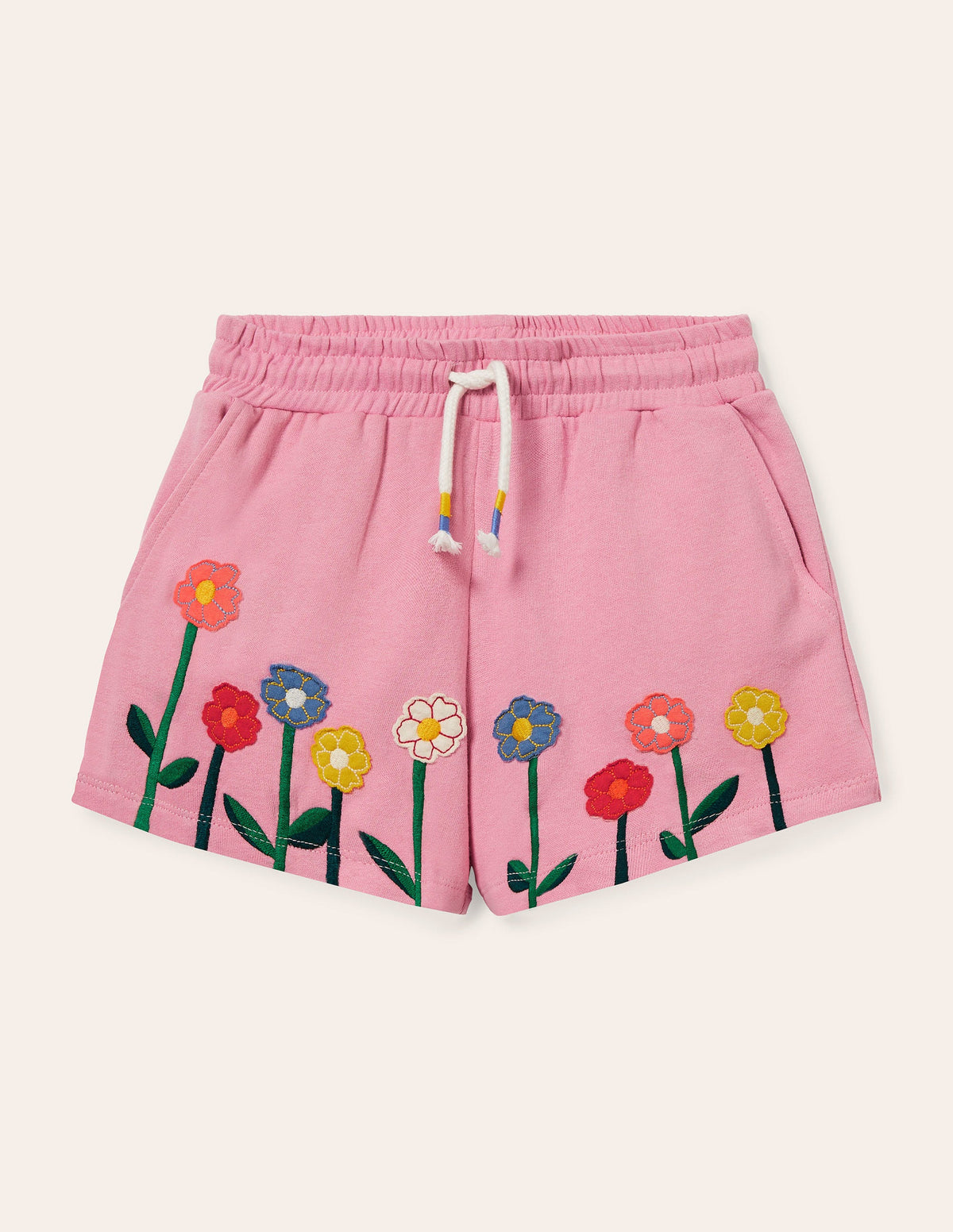Appliqué Jersey Shorts-Formica Pink Flowers - Image 1