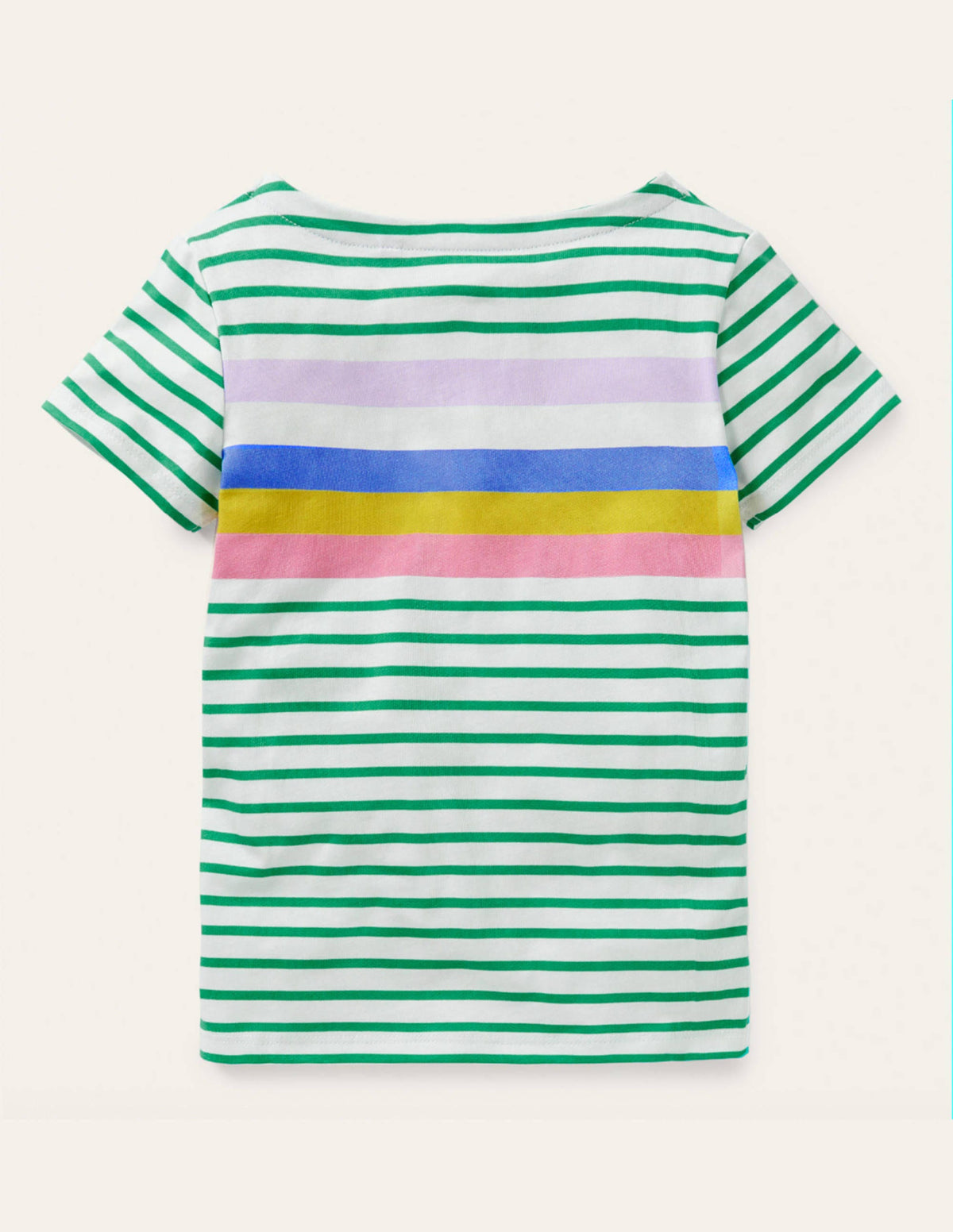 Kurzärmliges Bretonshirt-Baumgrün/Flieder, Regenbogen-2