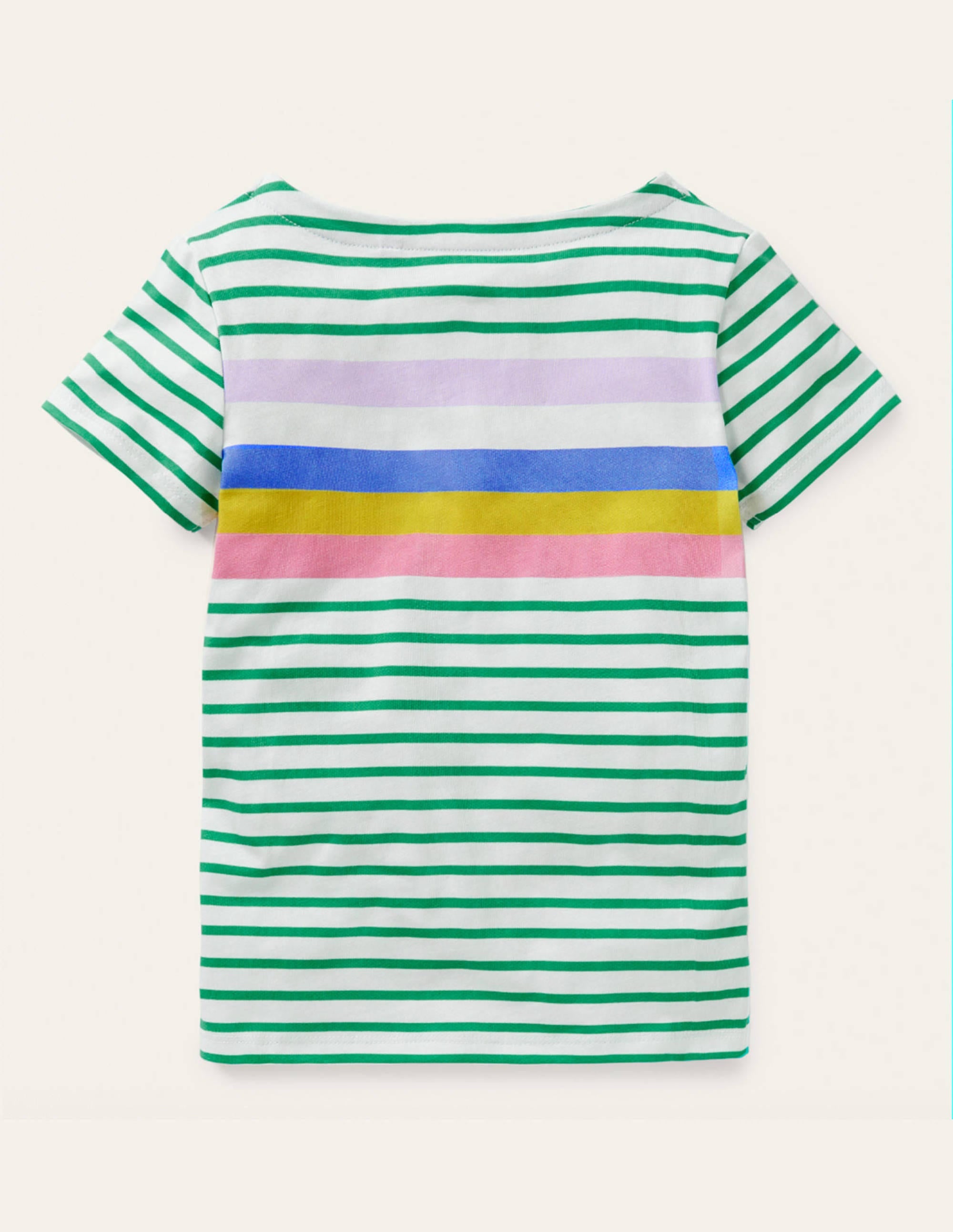 Kurzärmliges Bretonshirt-Baumgrün/Flieder, Regenbogen - Image 2