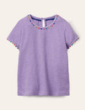 Charlie Jersey-T-Shirt mit Bommeln-Kühles Violett