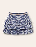 Jersey-Skort mit Rüschen-Dunkles Segelblau/Weiß