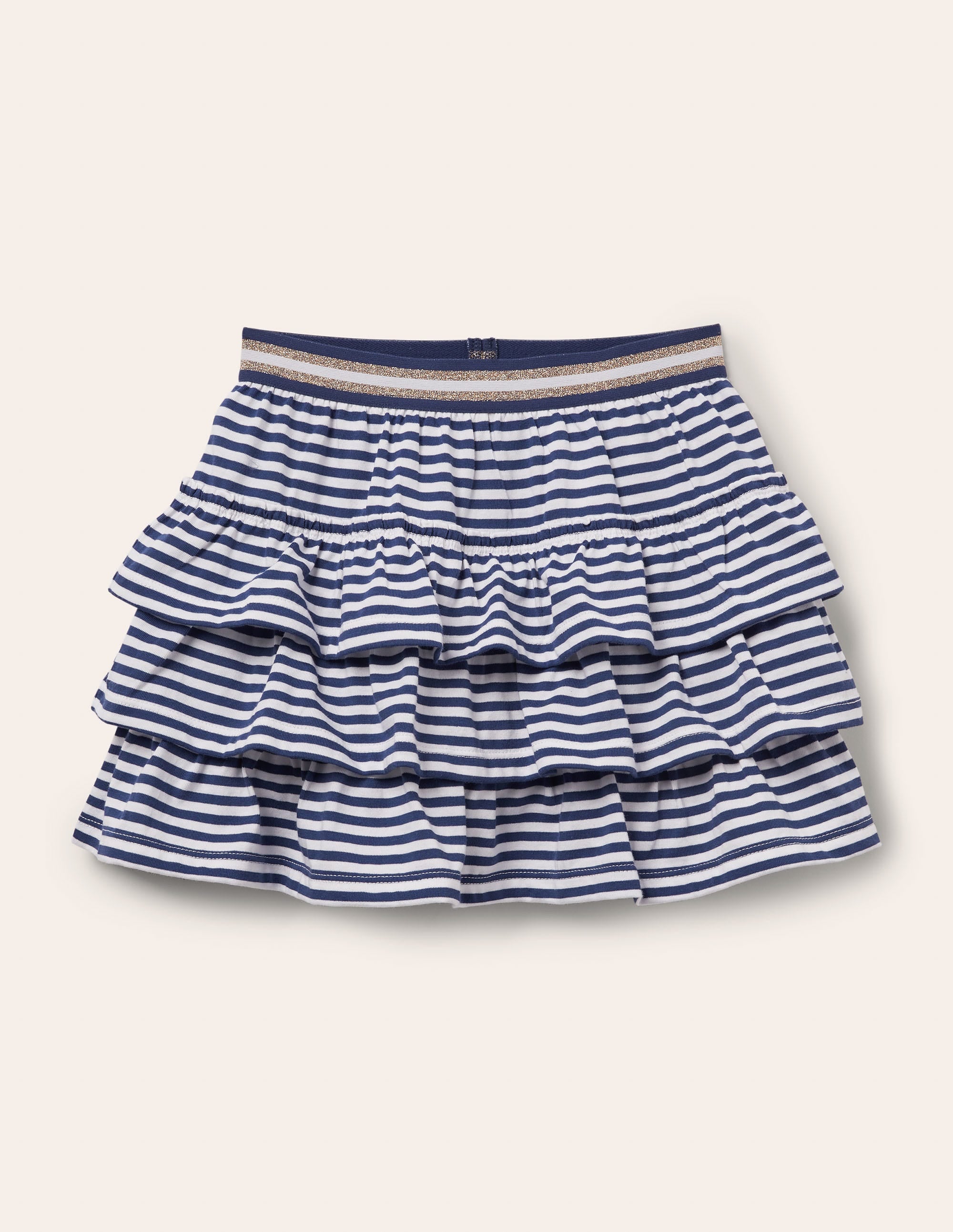 Jersey-Skort mit Rüschen-Dunkles Segelblau/Weiß - Image 1