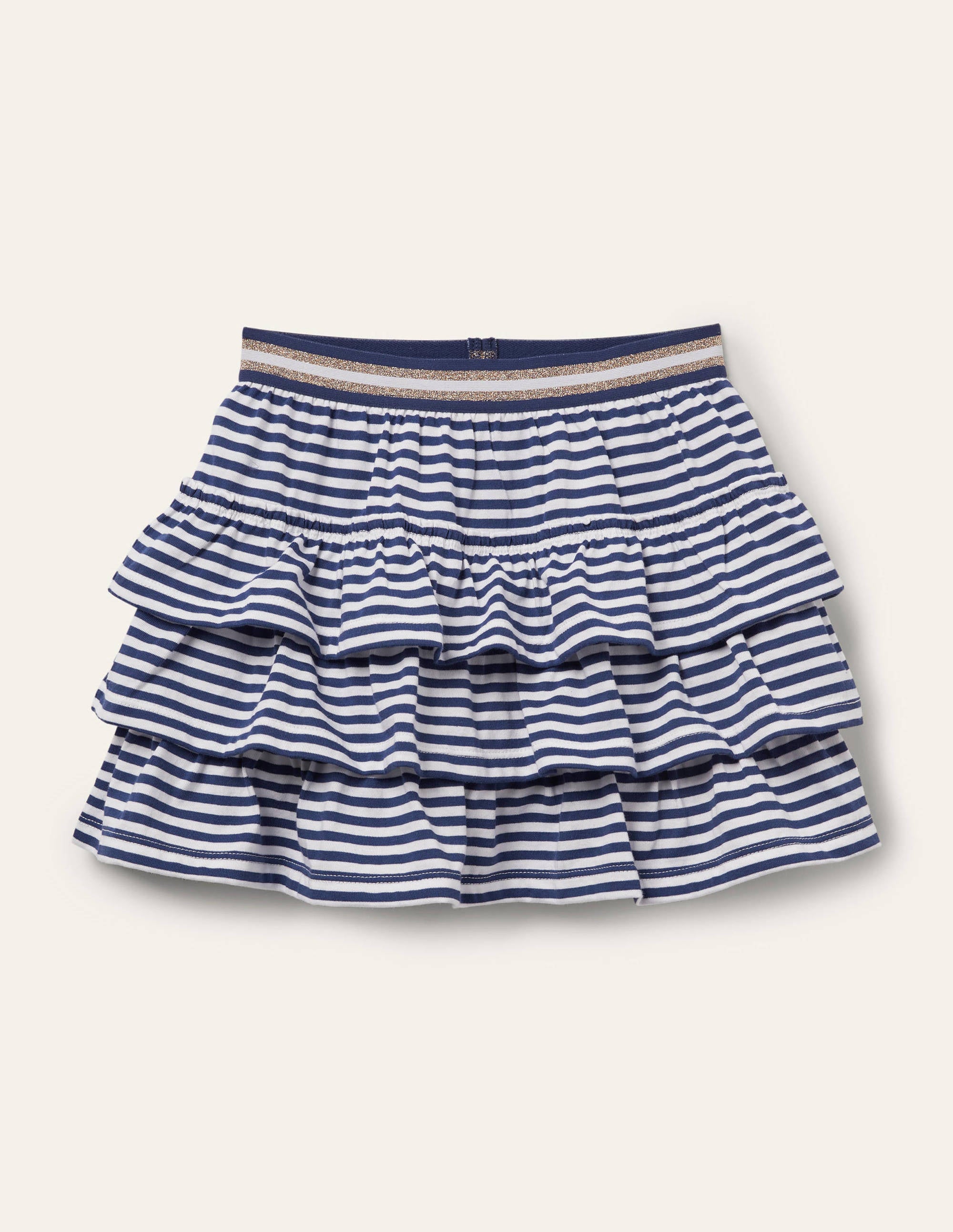 Jersey-Skort mit Rüschen-Indigoblau/Weiß - Image 1