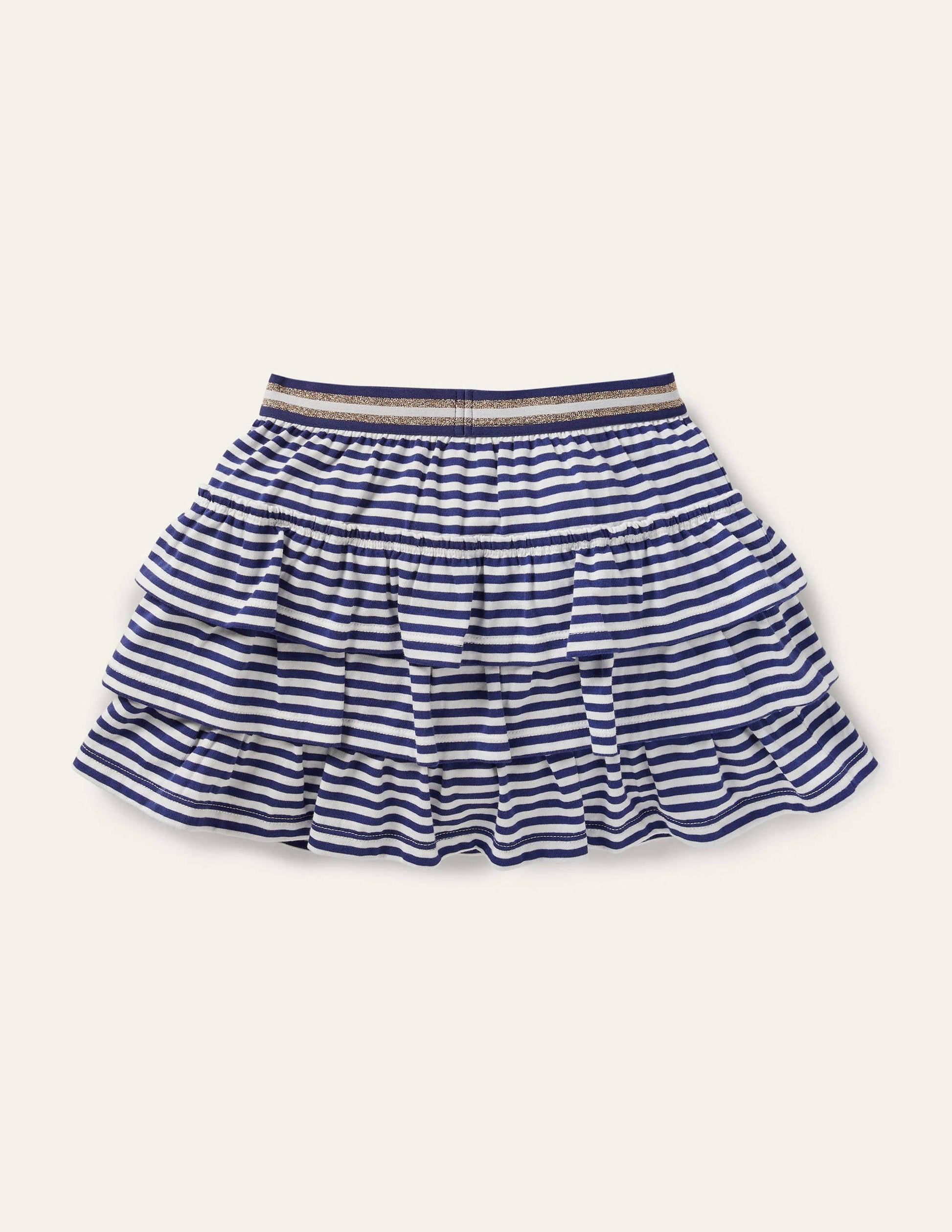 Jersey-Skort mit Rüschen-Indigoblau/Weiß-2