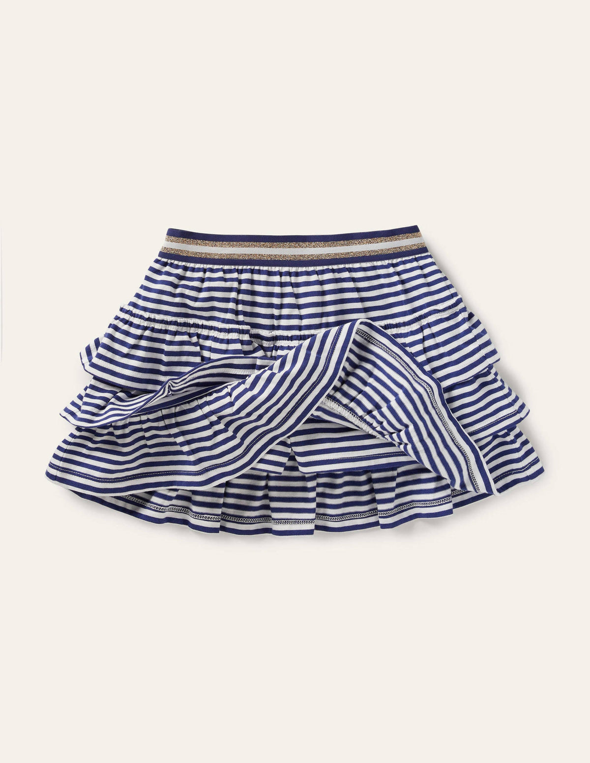 Jersey-Skort mit Rüschen-Indigoblau/Weiß - Image 4