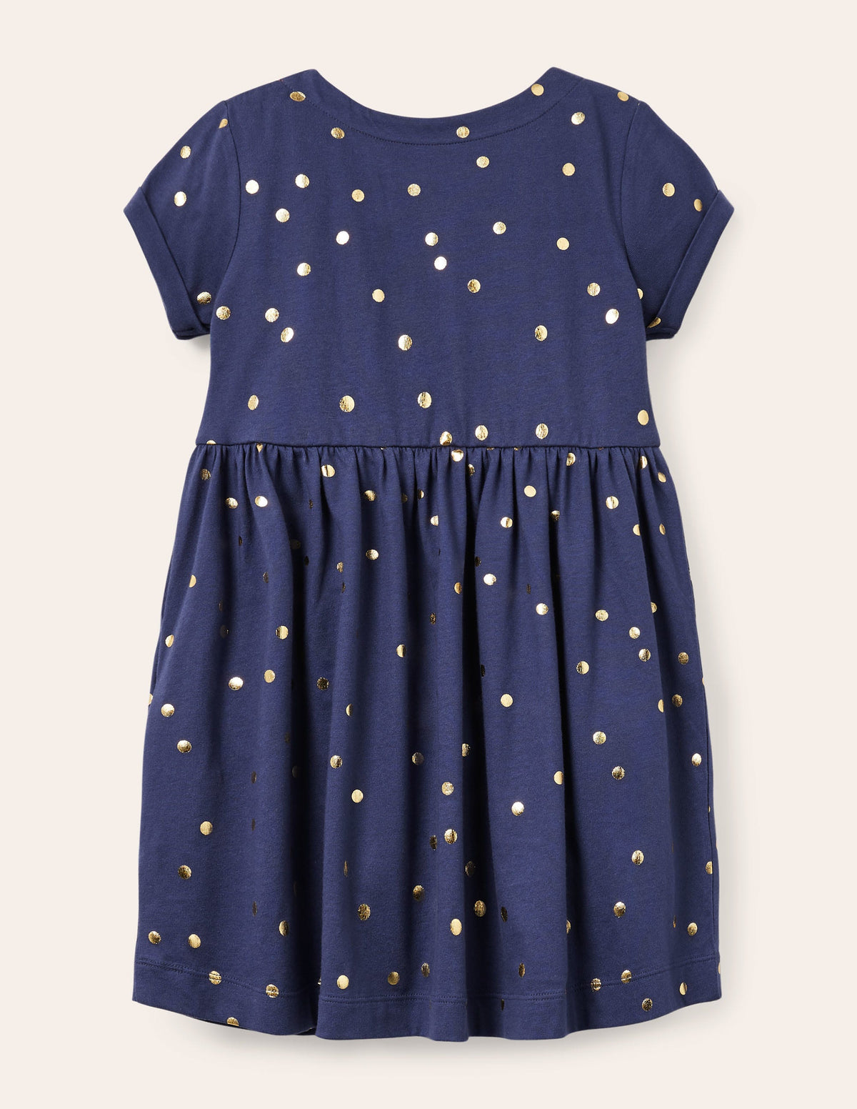 Fröhliches Jerseykleid-Segelblau, Goldtupfen - Image 2