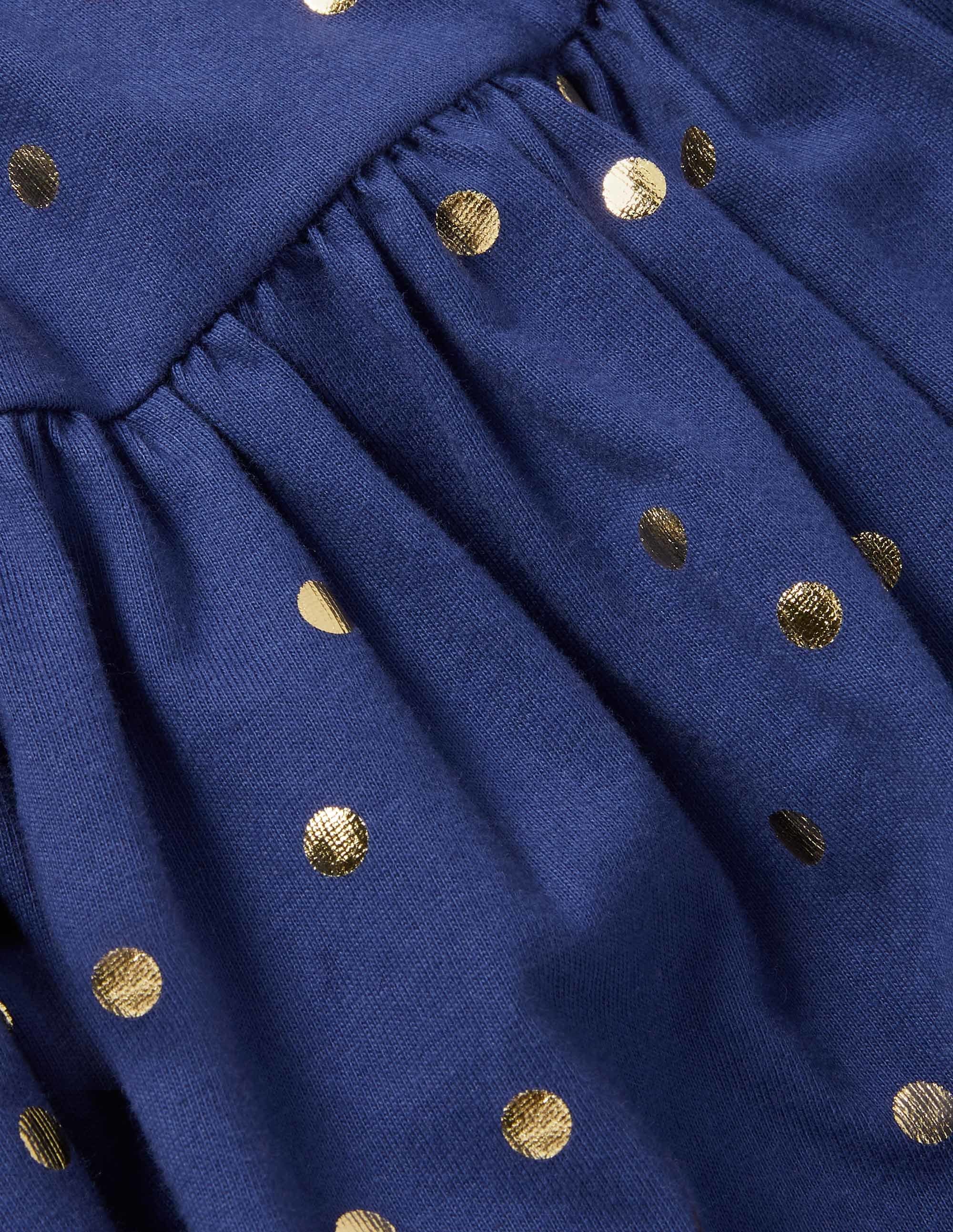 Fröhliches Jerseykleid-Segelblau, Goldtupfen - Image 3