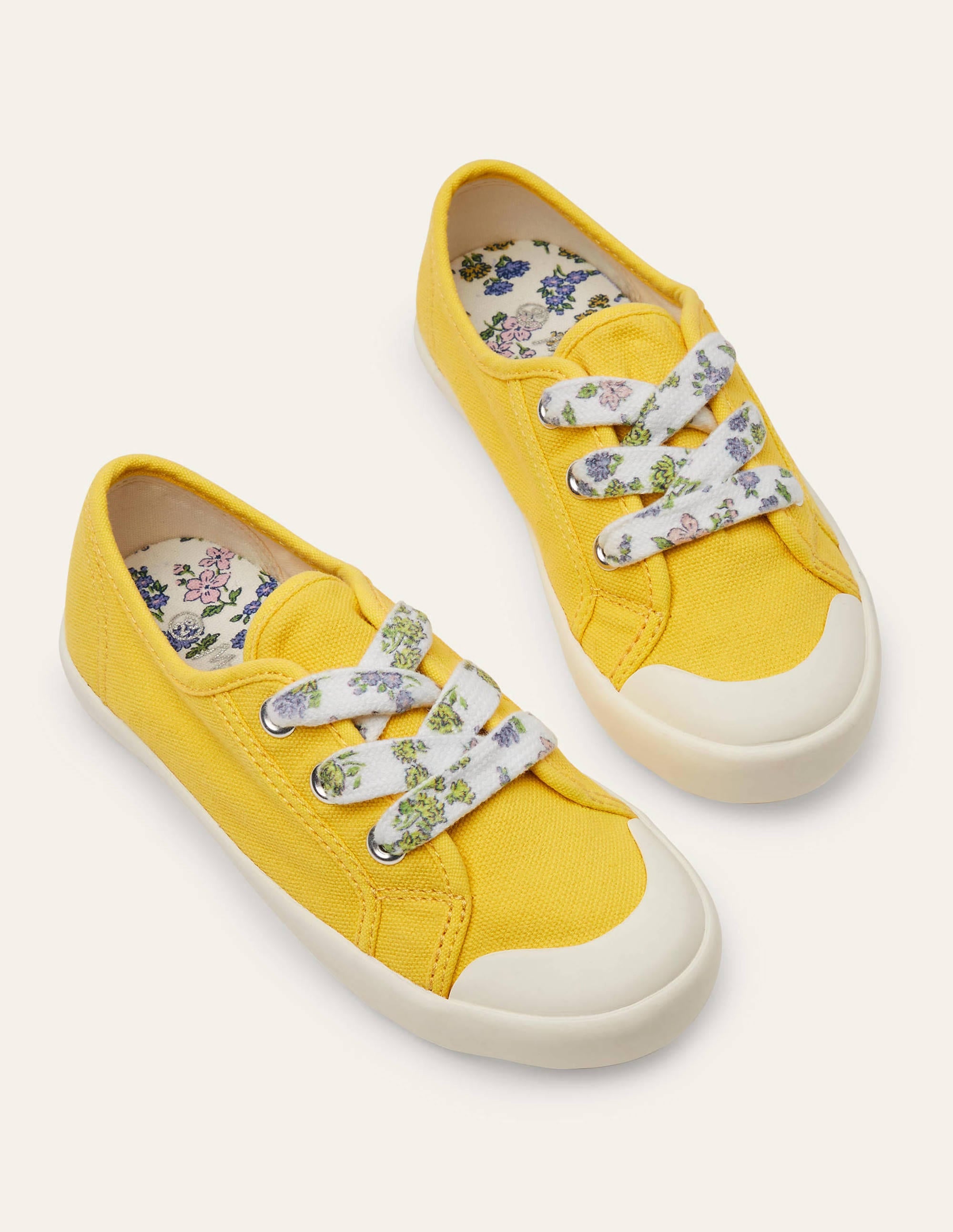 Leinenschuhe mit Blumenschnürsenkeln-Maisgelb - Image 1