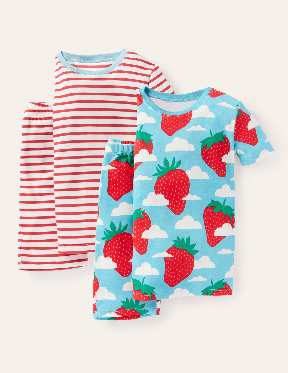 Twin Pack Snug Short Pyjamas-Aqua Blue Strawberry Sky - Image 1