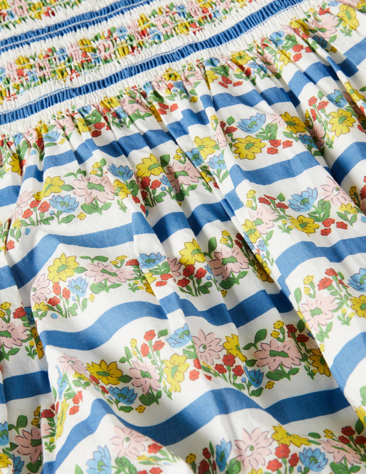 Gesmoktes Webkleid-Bunt, Blumenstreifen - Image 3