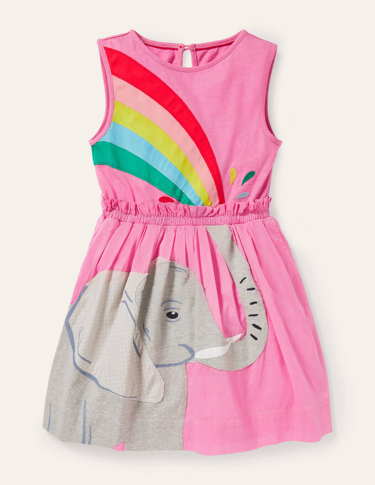 Kleid mit Safari-Applikation-Pflaumenblütenrosa, Elefant - Image 1