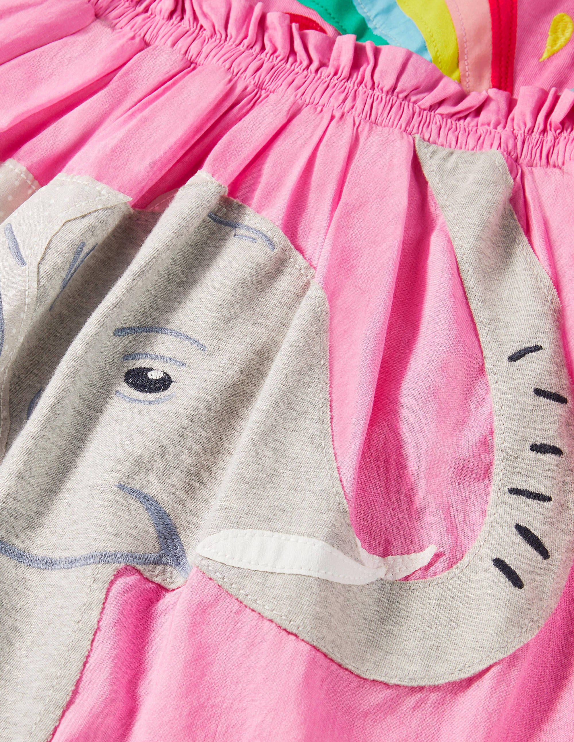 Kleid mit Safari-Applikation-Pflaumenblütenrosa, Elefant - Image 3