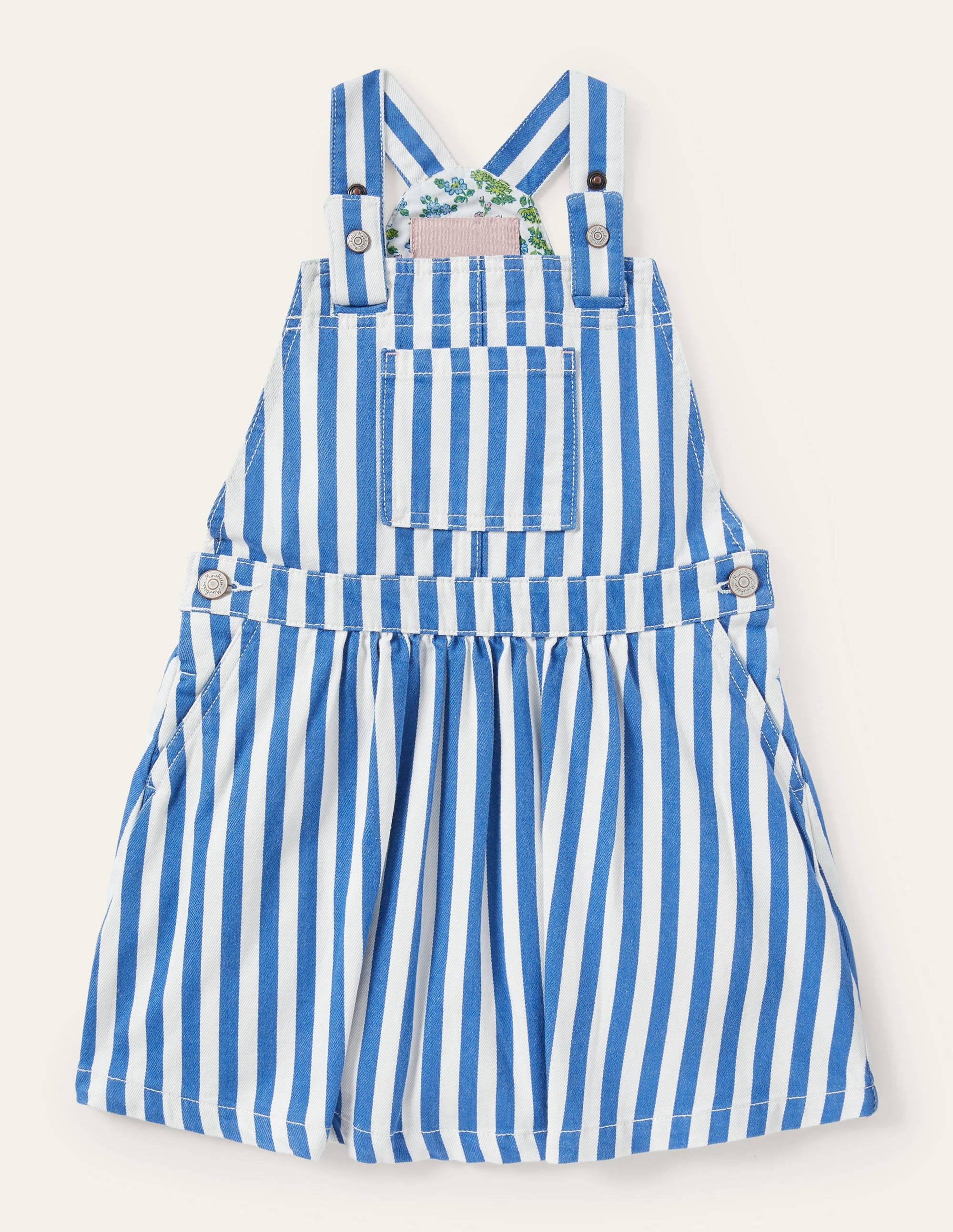 Gewebtes Schürzenkleid-Venedig-Blau, Feine Streifen - Image 1